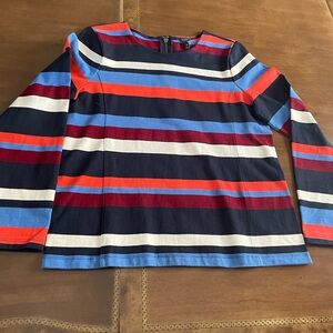 J. Crew Bold Multi-Stripe Cotton Tee in Navy, Red, Light Blue, Cream